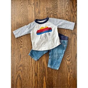 GYMBORee 0-3 Months 3-piece Bundle Knit Top, Flannel Shirt and Denim Bottoms BUY